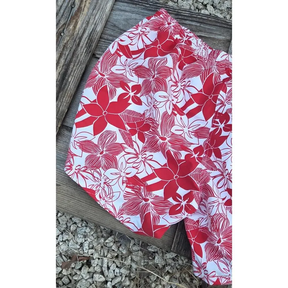 Weekender Swin Shorts 3XL Red white Hawaiian flower Swim Trunks